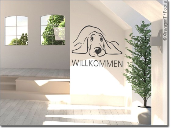 Preview: Wandtattoo Hund Willkommen Preview: Wandtattoo Hund Willkommen