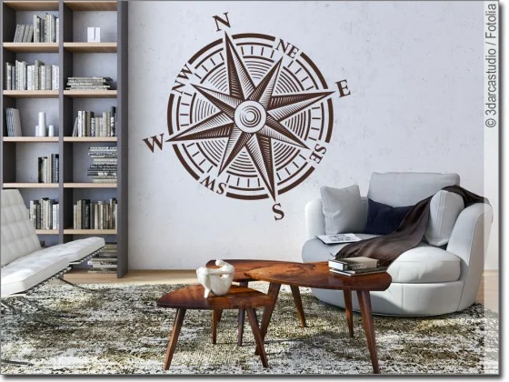 Aufkleber für die Wand mit Windrose