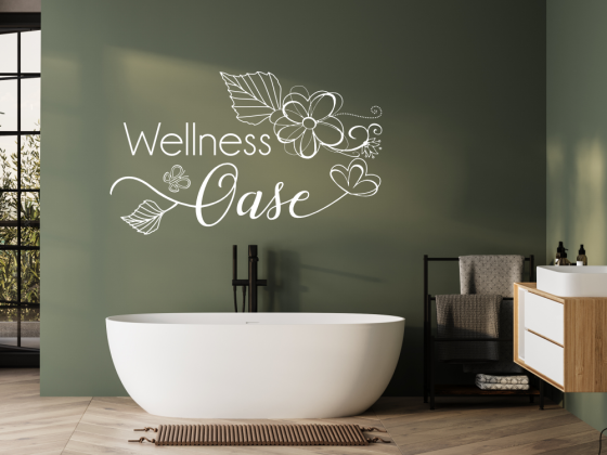 Preview: Wandtattoo mit Blumen und Wellnessoase