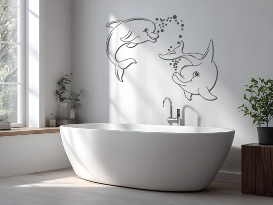 Wandtattoo mit zwei Delphinen