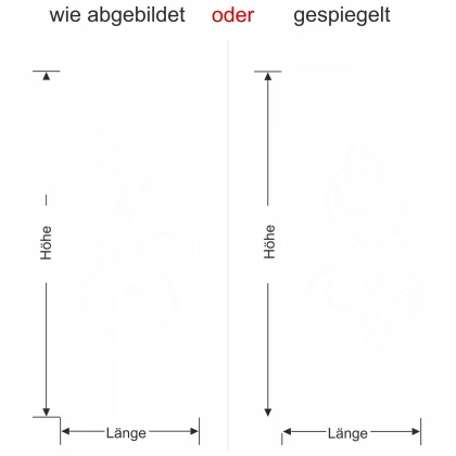 Wandbanner mit Blüten Ornament - Ansicht Ausrichtung mit Farbauswahl