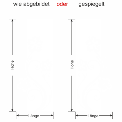 Preview: Wandbanner mit Hibiskus - Ansicht Ausrichtung mit Farbauswahl