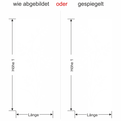 Preview: Wandbanner mit dekorativer Pflanze - Ansicht Ausrichtung mit Farbauswahl