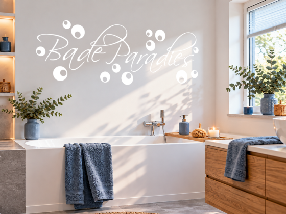 Preview: Wandschrift Badeparadies über Badewanne