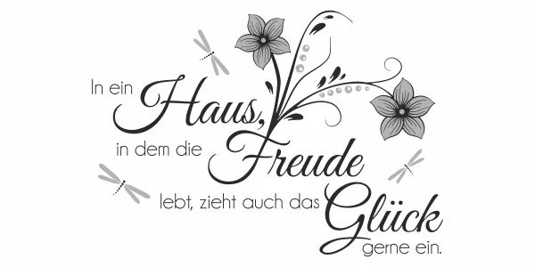 Wandtattoo In ein Haus, in dem die Freude lebt