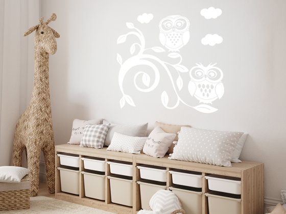 Preview: Wandsticker Eulenornament