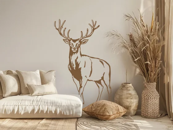 Wandsticker mit realistischem Hirsch in Konturform