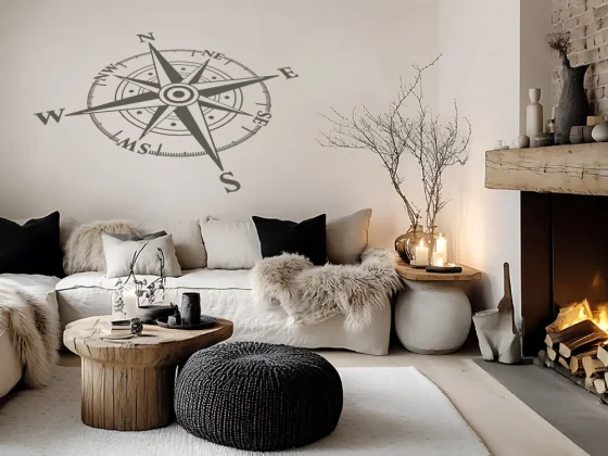 Wandfolie mit stylischem Kompass