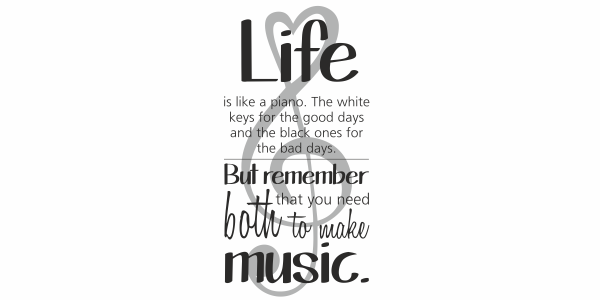 Preview: Buntes Wandtattoo mit Spruch Life is like a piano
