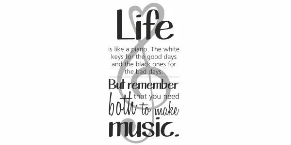 Buntes Wandtattoo mit Spruch Life is like a piano