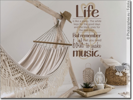 Wandspruch  Life is like a piano
