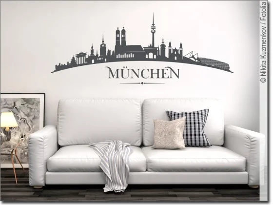 Wandtattoo mit Skyline von München
