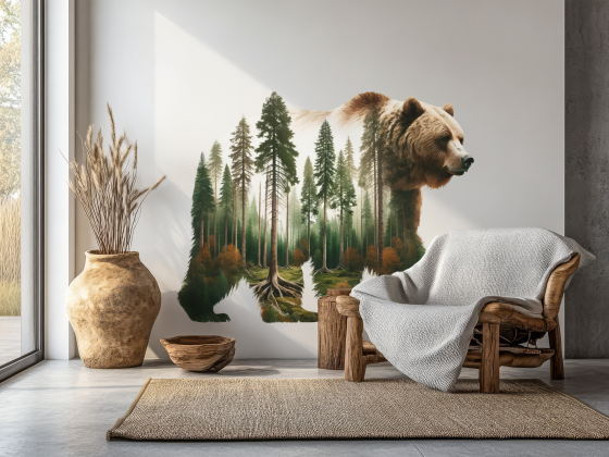 Preview: Wandtattoo Bär Walddesign