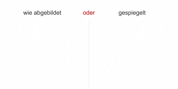 Wandtattoo Bambusrohr mit Vögeln - Ansicht Ausrichtung mit Farbauswahl