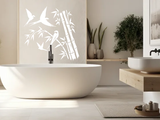 Wandtattoo Bambusrohr mit Vögeln - Ansicht Farbauswahl