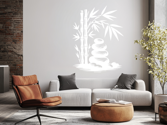 Wandtattoo Bambusstängel mit Zen Steinen - Ansicht Farbauswahl