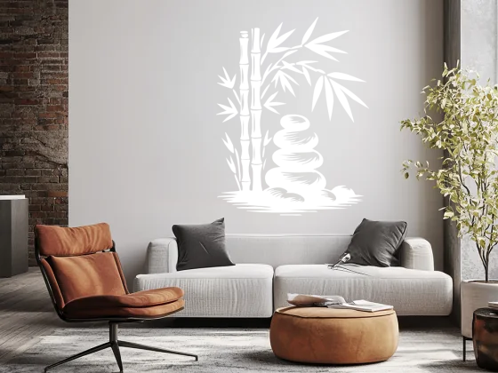 Wandtattoo Bambusstängel mit Zen Steinen - Ansicht Farbauswahl