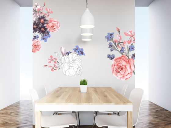 Preview: Wandtattoo Blütenset