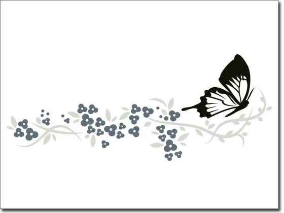 bunter Wandaufkleber mit Blütenzauber Ornament und Schmetterling