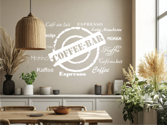 Preview: Wandtattoo Coffee Bar über Kommode