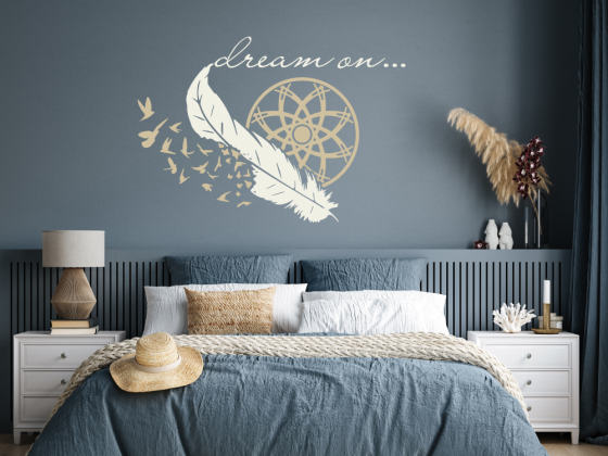 buntes Wandtattoo mit Traumfänger