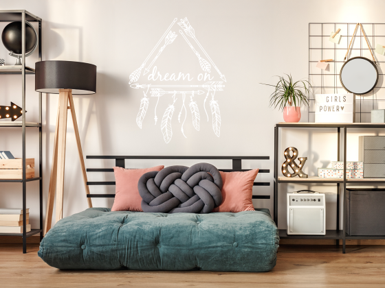 Preview: Wandaufkleber Dream on für das Schlafzimmer - Ansicht Ausrichtung und Farbauswahl