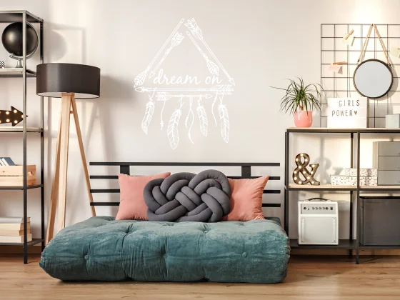 Wandaufkleber Dream on für das Schlafzimmer - Ansicht Ausrichtung und Farbauswahl