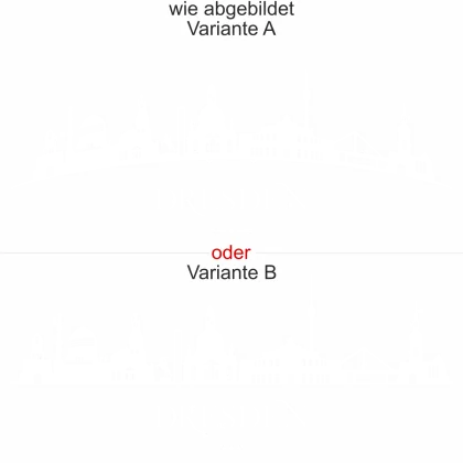 Wandtattoo mit Skyline von Dresden - Ansicht Ausrichtung mit Farbauswahl und Variante