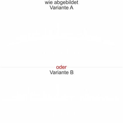 Preview: Wandtattoo mit Skyline von Duisburg - Ansicht Ausrichtung mit Farbauswahl und Variante