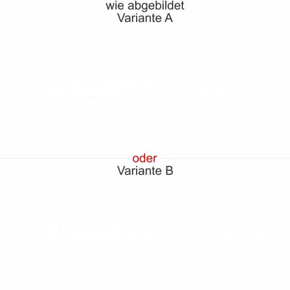 Wandtattoo mit Skyline von Duisburg - Ansicht Ausrichtung mit Farbauswahl und Variante