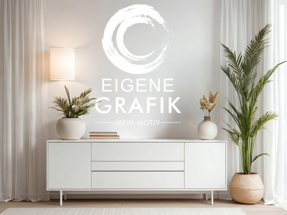 Preview: Wandtattoo Eigene Grafik einfarbig auf heller Wand - Ansicht Farbauswahl
