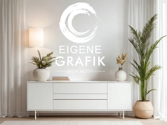 Wandtattoo Eigene Grafik einfarbig auf heller Wand - Ansicht Farbauswahl