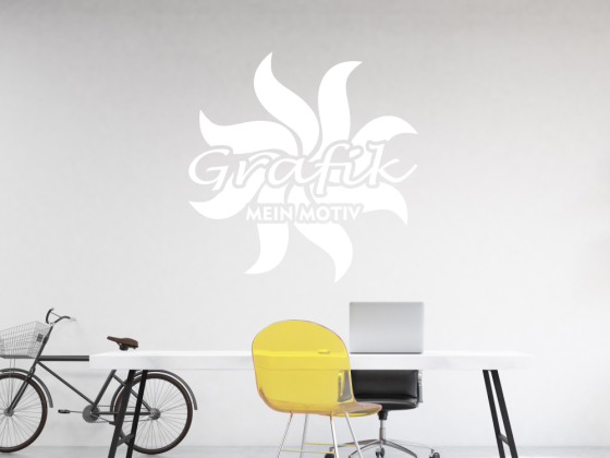 Preview: Wandtattoo Eigene Grafik einfarbig auf heller Wand - Ansicht Farbauswahl