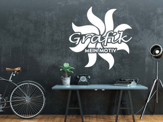Preview: Wandtattoo Eigene Grafik einfarbig auf dunkler Wand - Ansicht Farbauswahl