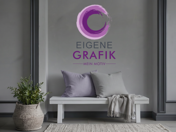 Preview: Wandtattoo Eigene Grafik mehrfarbig auf dunkler Wand