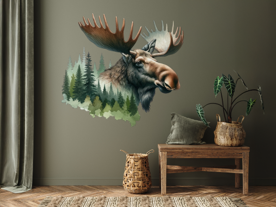 Preview: Wandtattoo Elch im Wald
