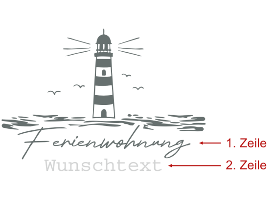 Preview: Wandtattoo Ferienwohnung Leuchtturm - Komplettansicht
