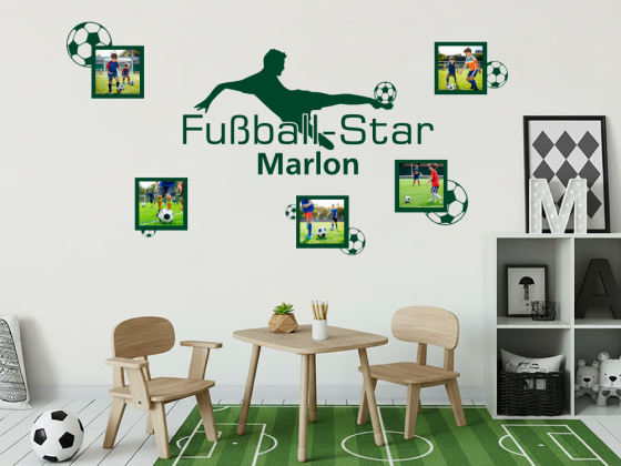 Preview: Wandtattoo Fotorahmen Fußball