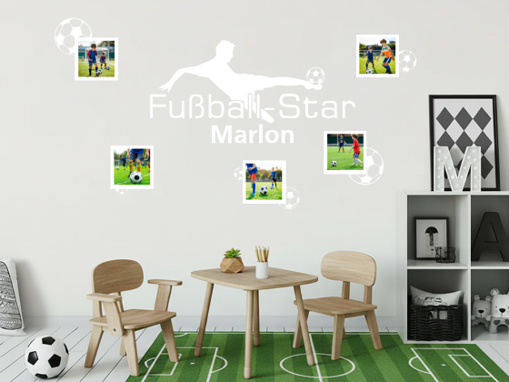 Preview: Wandtattoo Fotorahmen Fußball