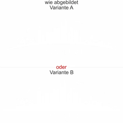 Wandtattoo mit Skyline von Frankfurt - Ansicht Ausrichtung mit Farbauswahl und Variante