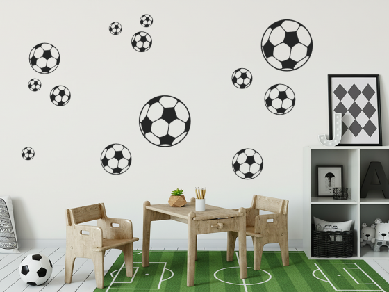 Preview: Wandtattoo Fußball Set
