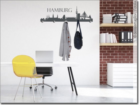 Preview: Wandtattoo Garderobe Hamburger Skyline Preview: Wandtattoo Garderobe Hamburger Skyline