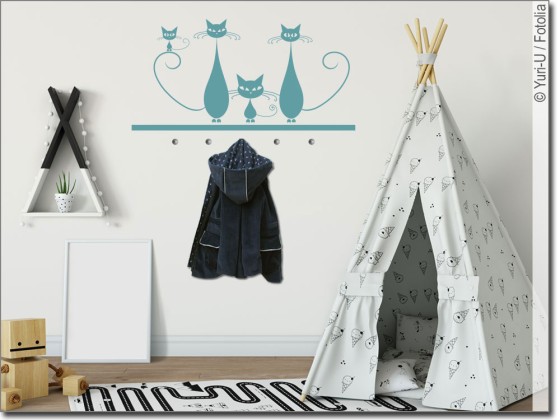 Preview: Wandtattoo Garderobe Katzen Preview: Wandtattoo Garderobe Katzen