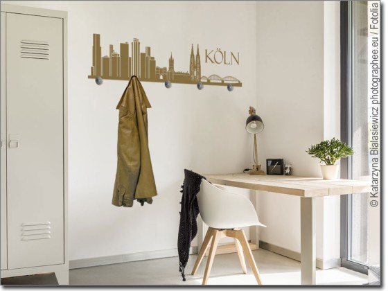 Preview: Wandtattoo Garderobe Kölner Skyline Preview: Wandtattoo Garderobe Kölner Skyline