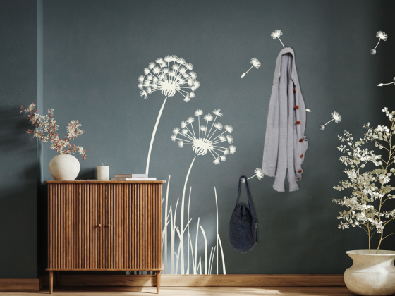 Preview: Wandtattoo Garderobe Löwenzahn