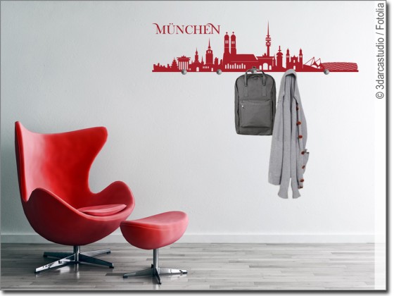 Preview: Wandtattoo Garderobe Münchner Skyline
