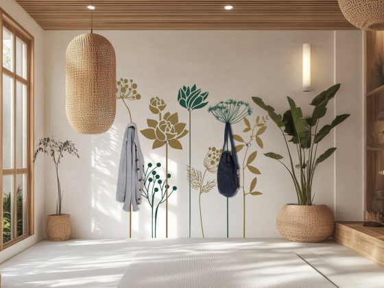 Preview: Wandtattoo Garderobe XXL Blumen