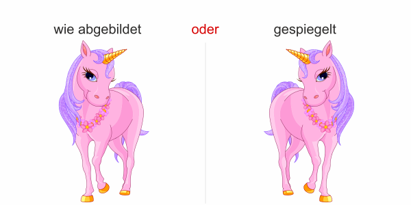 Preview: Wandtattoo mit trendigem Glitzer Einhorn - Ansicht Ausrichtung