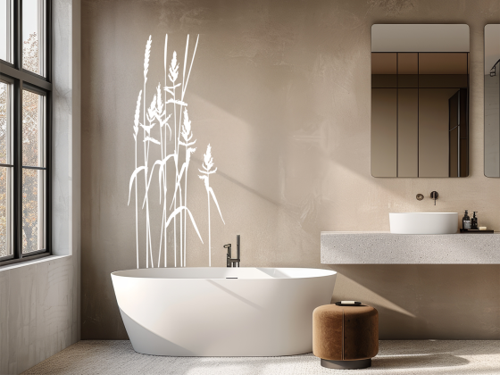 Preview: Wandtattoo Gräser - Ansicht Ausrichtung und Farbauswahl