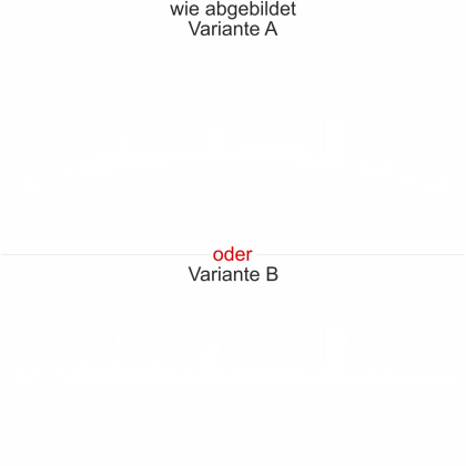 Wandtattoo mit Skyline von Hamburg - Ansicht Ausrichtung mit Farbauswahl und Variante